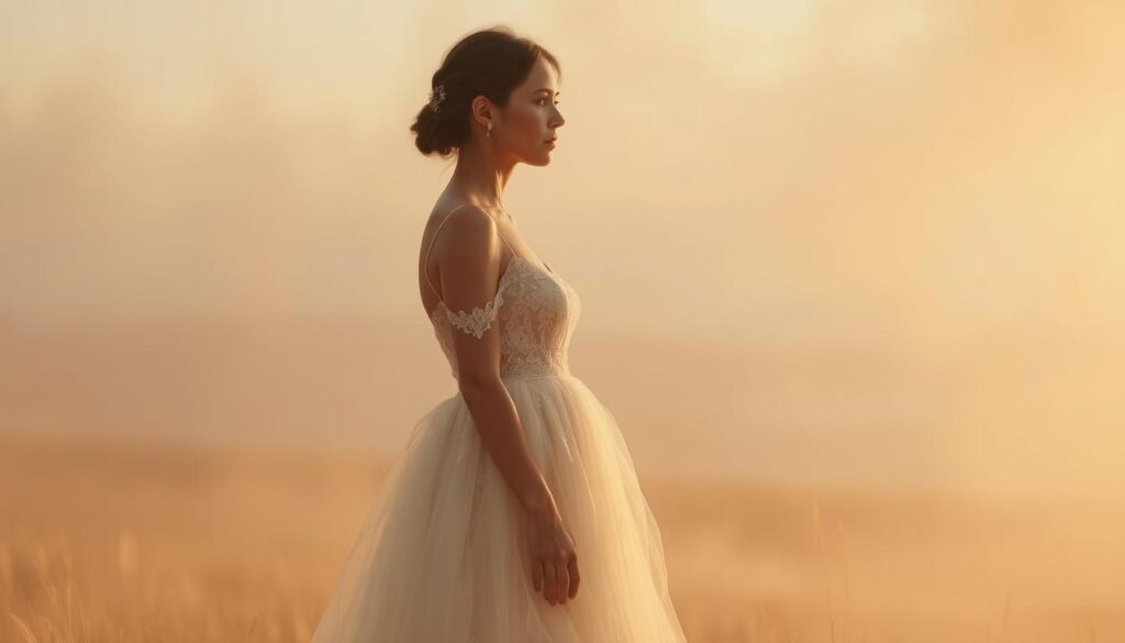 Prompt A serene, dreamlike scene of a person wearing a delicate, flowing white wedding dress, standing amidst a soft, ethereal background. Warm, diffused lighting casts a gentle glow, creating an atmosphere of tranquility and anticipation. The figure's expression is pensive, reflecting a sense of introspection and contemplation. In the distance, a hazy, pastel-colored landscape suggests a realm beyond the waking world, hinting at the subconscious realm of dreams. The entire composition evokes a sense of peaceful introspection and the mystical nature of dreams. Prompt A serene, dreamlike scene of a person wearing a delicate, flowing white wedding dress, standing amidst a soft, ethereal background. Warm, diffused lighting casts a gentle glow, creating an atmosphere of tranquility and anticipation. The figure's expression is pensive, reflecting a sense of introspection and contemplation. In the distance, a hazy, pastel-colored landscape suggests a realm beyond the waking world, hinting at the subconscious realm of dreams. The entire composition evokes a sense of peaceful introspection and the mystical nature of dreams.